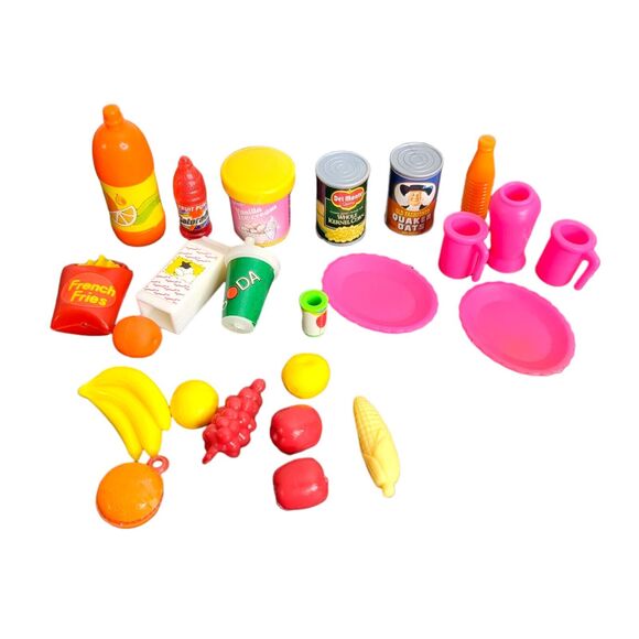 Lot 25 VTG Accessories Lot Barbie Sized 1990s Food Groceries Kitchen Miniature - Picture 1 of 13